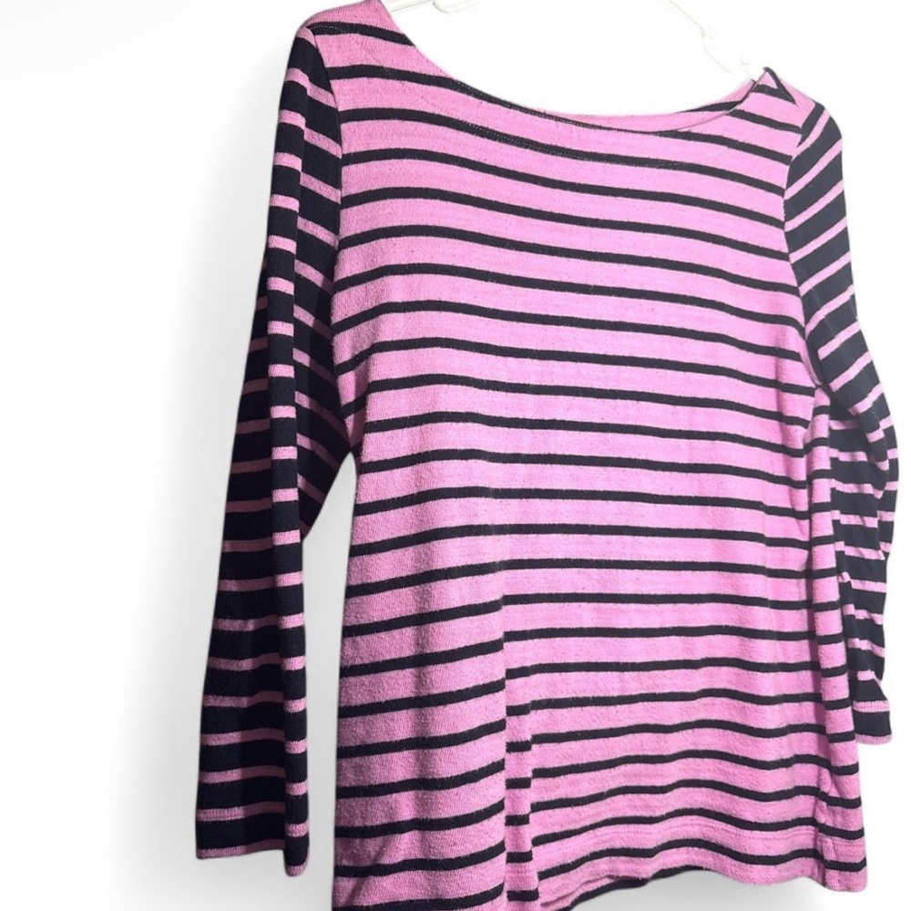 Pink and Black Striped Long Sleeve Top